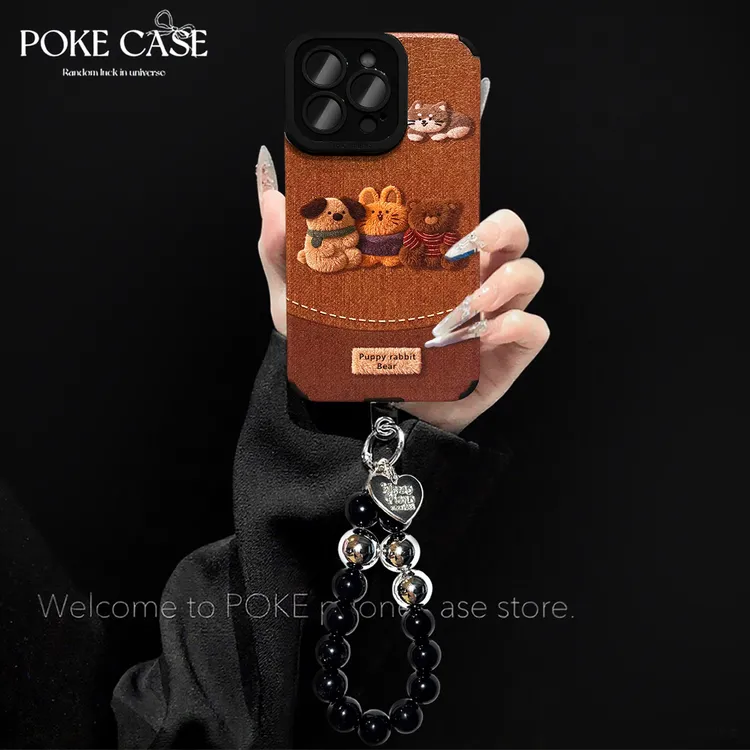 轻奢瞳眼复古棕萌宠适用于苹果17PRO华为vivo小米oppo手链手机壳