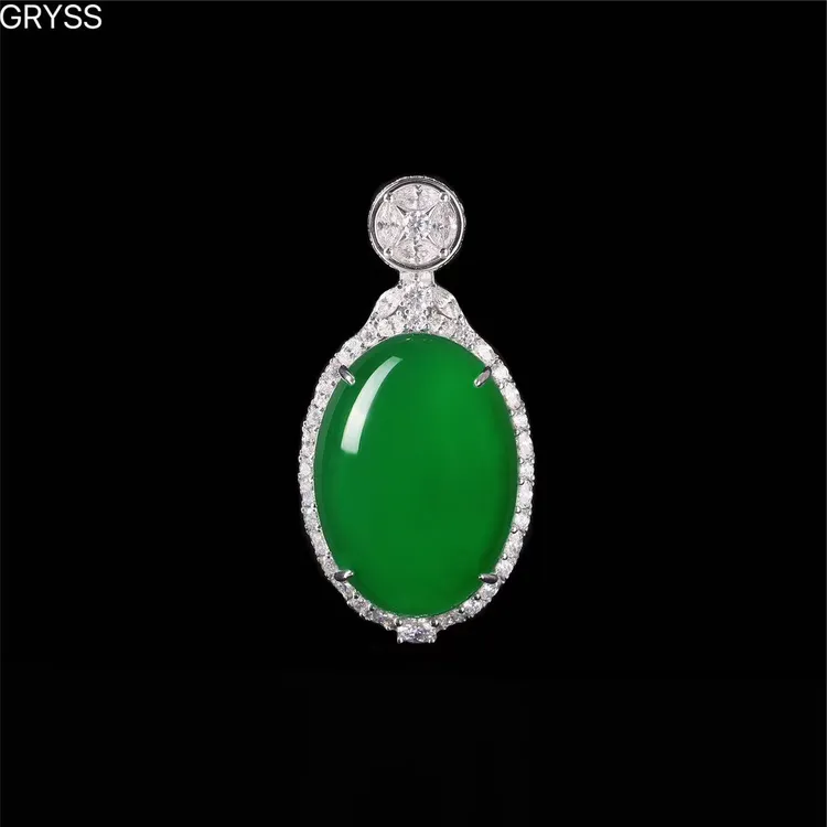 坠链均925银莫桑石 G 鸽子蛋绿萃银吊坠项链不掉色高奢美YJCY102