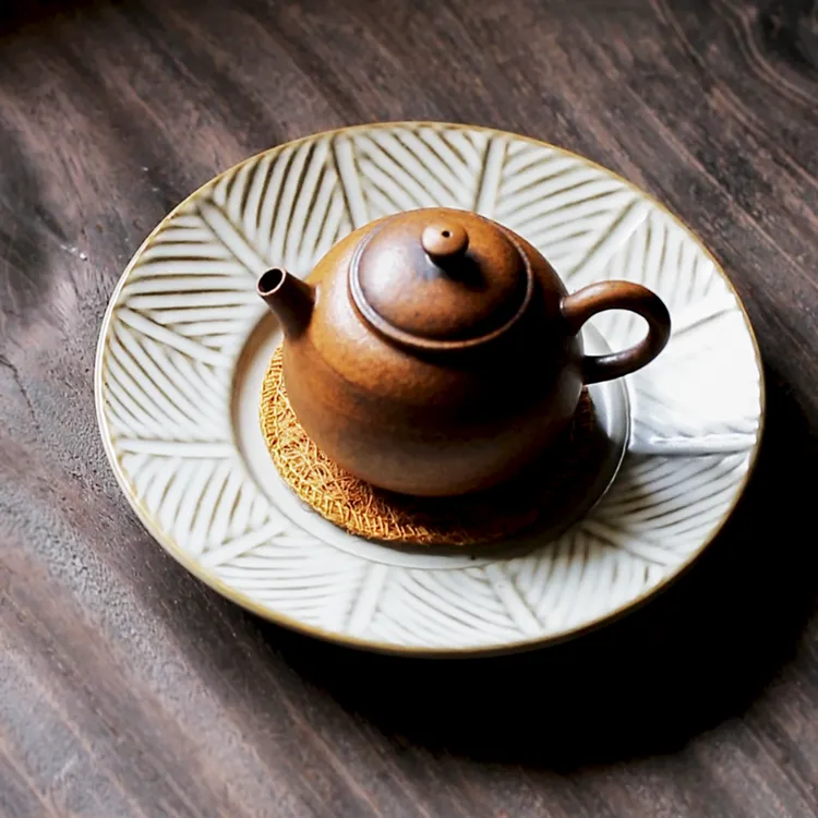 日式壶承手工干泡台储水养壶小茶盘陶瓷盖碗托垫复古茶具茶点果盘