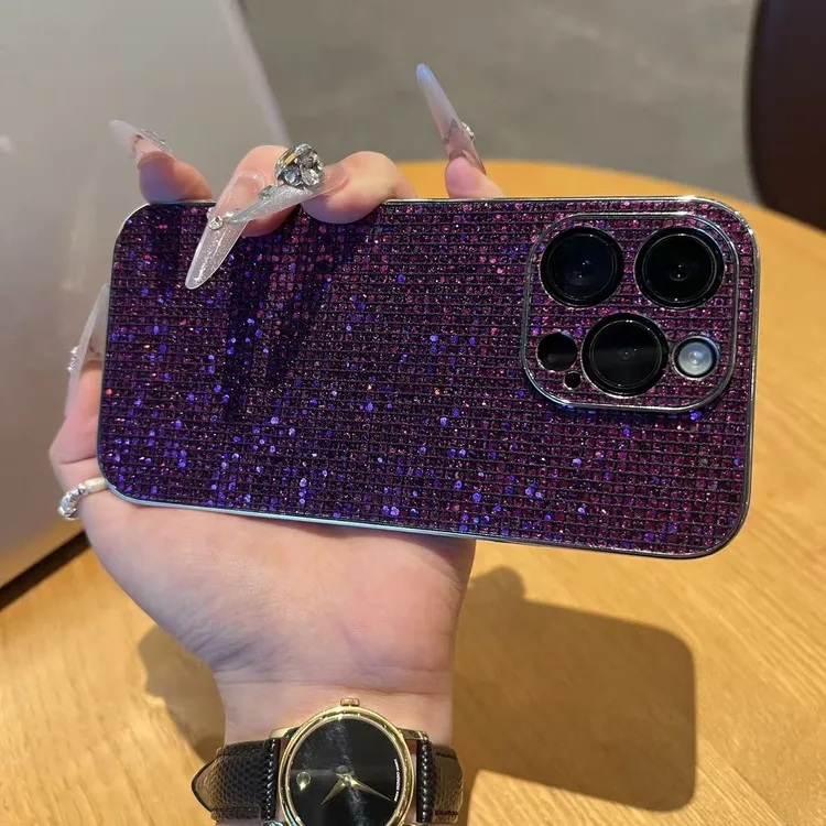 奥菲顿小香风紫色细闪适用iPhone16手机壳磨砂小米17vivo华为oppo