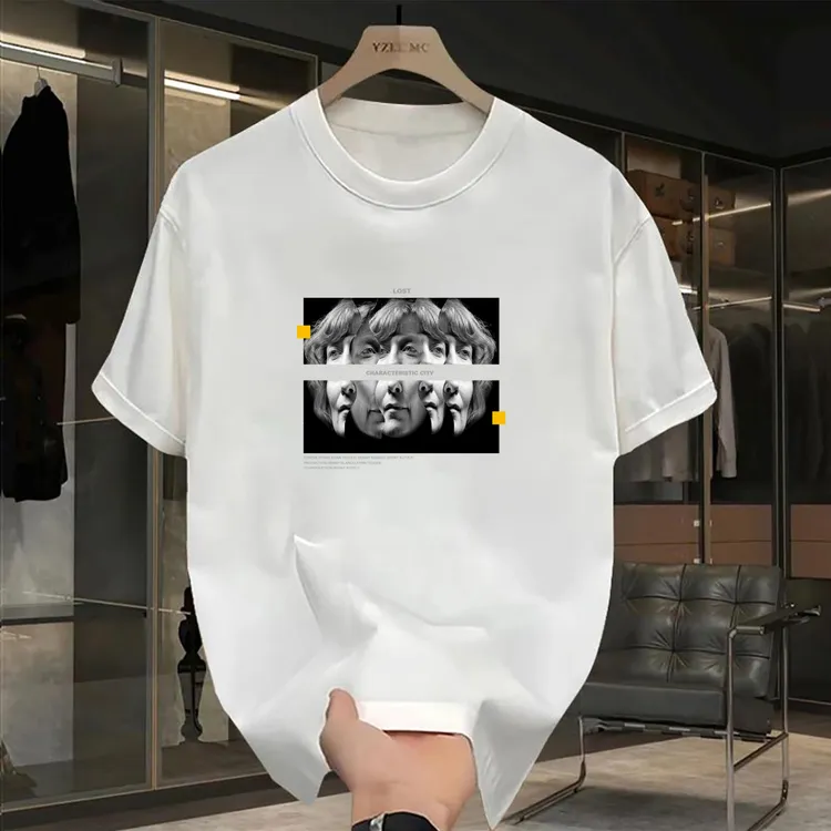 潮牌印花纯棉短袖T恤男士帅气宽松夏季新款青年休闲百搭重磅上衣