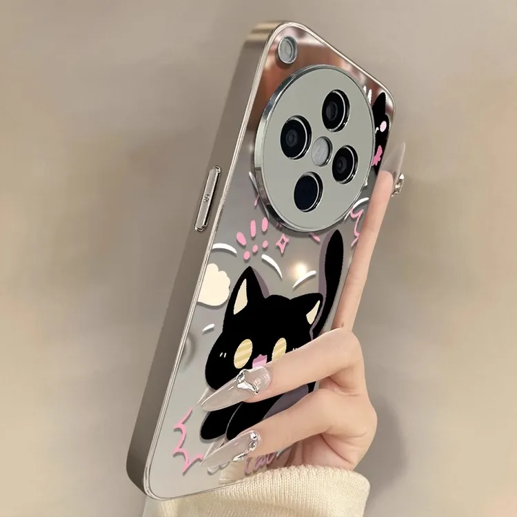 镜面小黑猫oppofindx8手机壳适用新款高级感可爱全包卡通个性女款