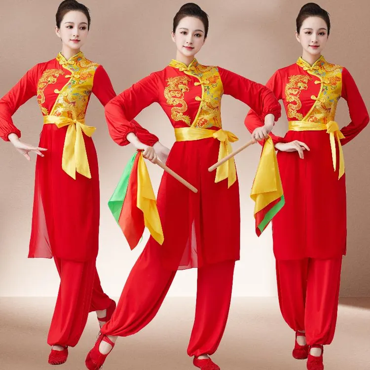 2025打鼓演出服装女新款成人中国风现代舞蹈龙年表演服广场舞套装
