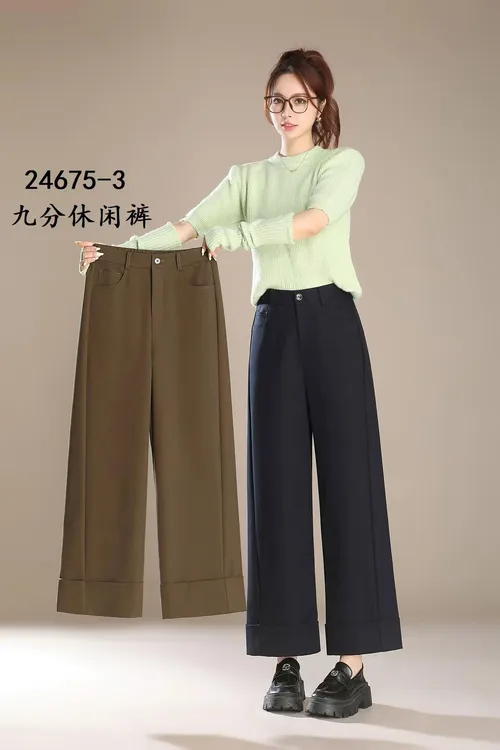 2025秋季新款A版阔腿裤高腰显瘦宽松女士小个子九分休闲裤子女