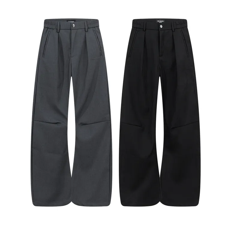 莫狂少年褶皱弯刀西裤抗皱百搭cleanfit穿搭宽松百搭休闲裤25011