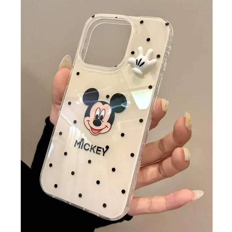 奥菲顿波点米奇立体手掌适用iPhone16大孔手机壳华为vivo小米oppo