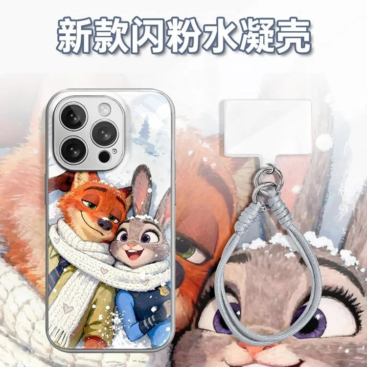 围巾尼克和朱迪水凝玻璃壳适用iPhone苹果17手机壳华为oppo小米vi