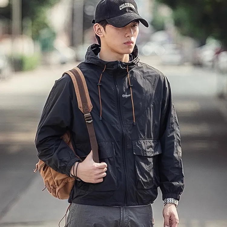 夏季户外UPF50+山系机能防晒衣男轻薄防紫外线防晒服连帽外套男款