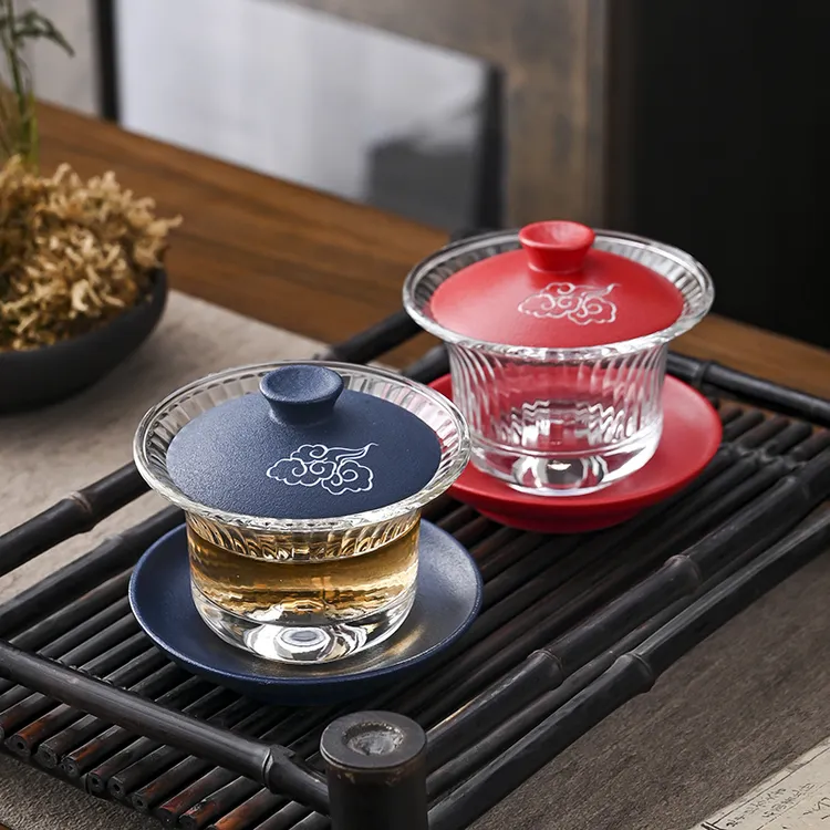 玻璃盖碗茶杯家用单个手抓壶功夫简约茶具套装大号防烫泡茶壶带盖