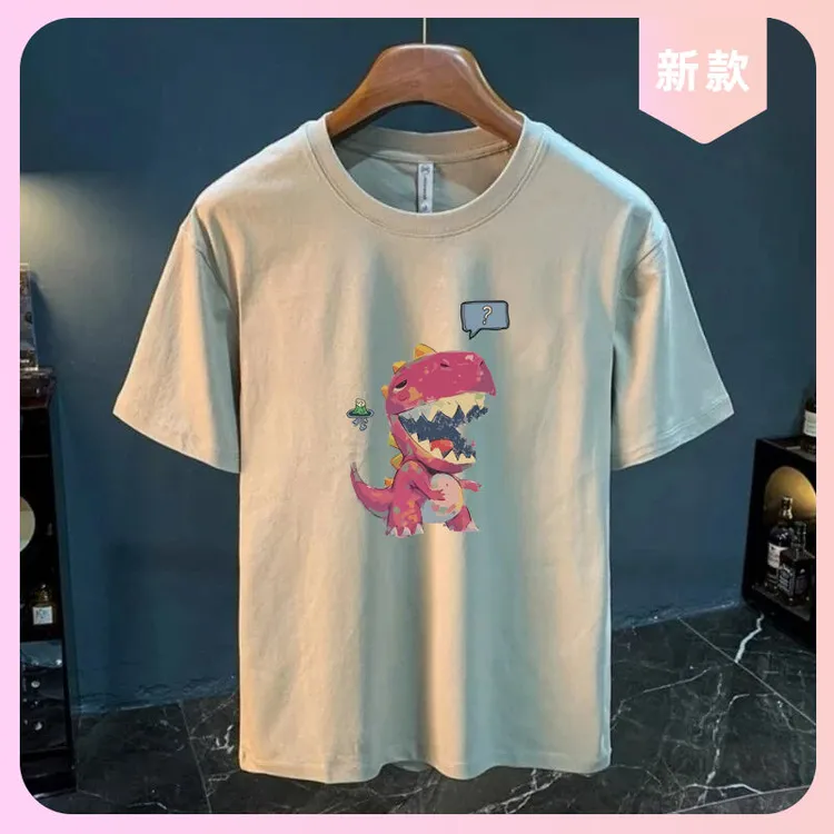 尾货潮流潮牌圆领宽松亲肤冰感短袖t恤男夏季休闲百搭上衣服痞帅