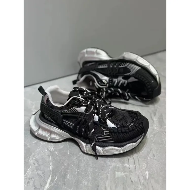【qbqa官方正品】厚底擦色做旧复古男女同款运动脏脏鞋增高老爹鞋