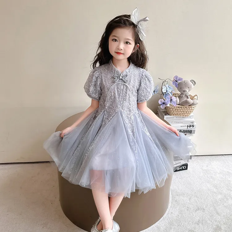 女童连衣裙2025新款夏季女孩韩版洋气时髦公主裙女宝宝小童礼服裙