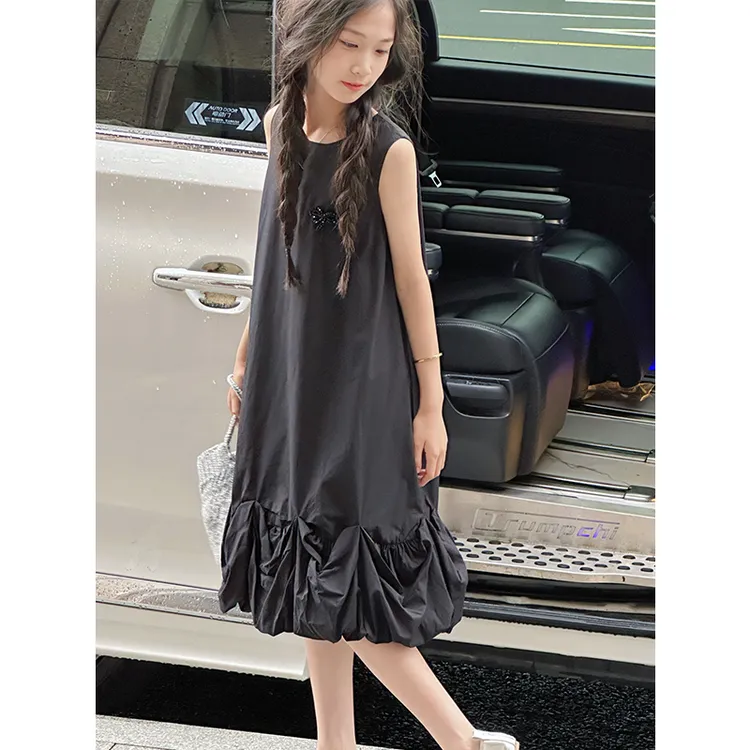 K29298韩系女童连衣裙夏装新款2025女大童儿童休闲花苞背心裙子潮