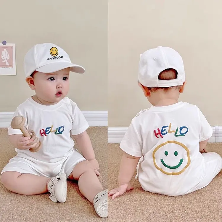 婴儿夏季短袖连体衣新生男宝宝满月百天薄款超萌可爱半袖哈衣爬服