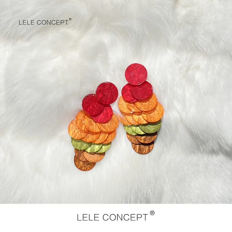 LELE CONCEPT 合金亚克力耳饰  | 时尚小众撞色圈圈耳环SP0260