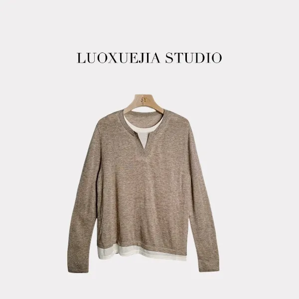 LXJ24241「叠穿层次感」软糯亲肤假两件针织衫