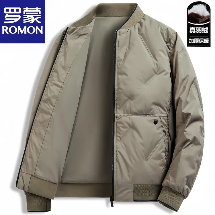 Romon/罗蒙羽绒服男士商务秋冬季轻薄保暖时尚流行帅气棒球服外套