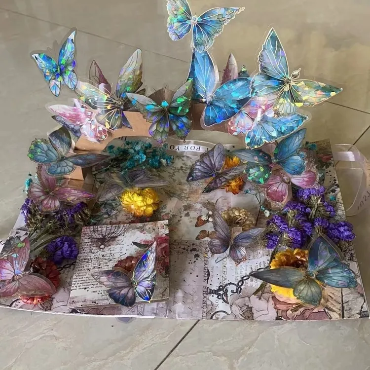 成品蝴蝶立体书手工diy材料包炫彩蝴蝶送男女朋友闺蜜创意礼物