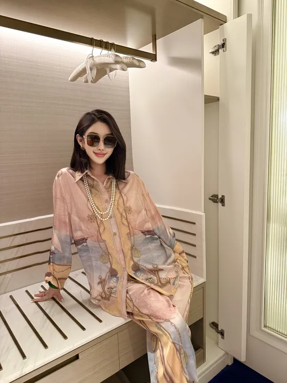 【粥粥高级定制】安东尼童话法式轻奢复古印花长袖衬衫气质套装