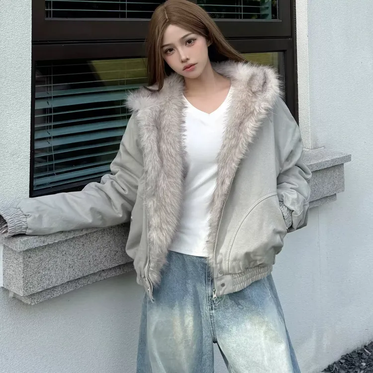 国潮原创座山雕2025年冬季防寒冬季短款韩版加绒女棉服短款棉服女