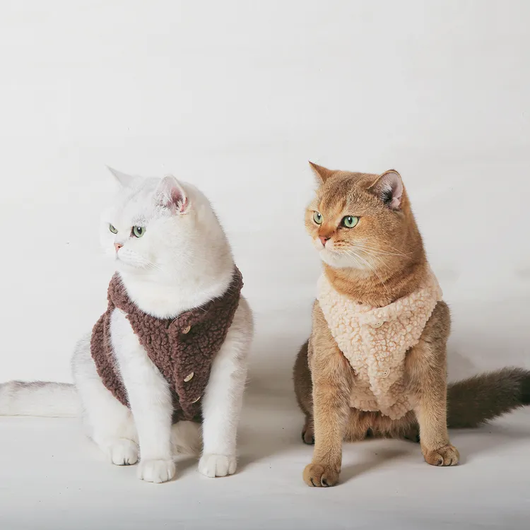 猫咪秋冬装小狗狗保暖羊羔毛马甲加厚棉衣小型犬两脚衣宠物棉马甲