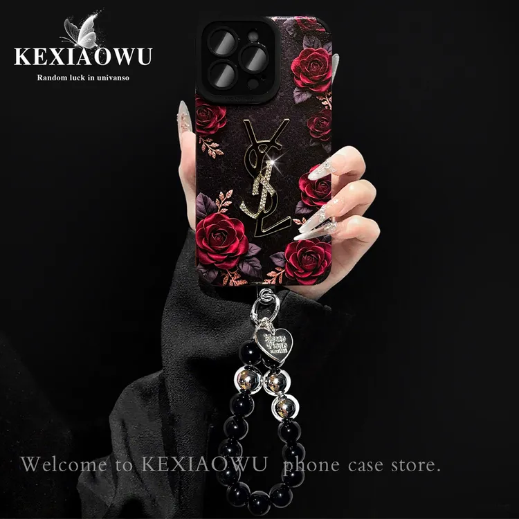 轻奢瞳眼暗夜玫瑰适用苹果17金属标华为vivo小米oppo手链手机壳