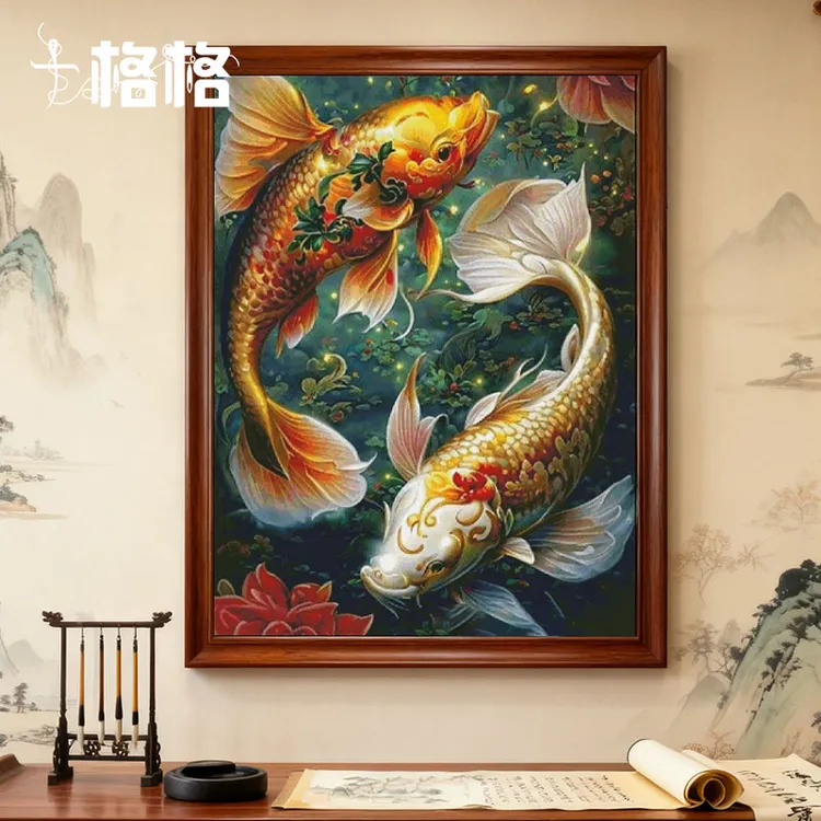 十字绣 GSG系列 满绣 提供sagaPDF  荷塘双鲤图