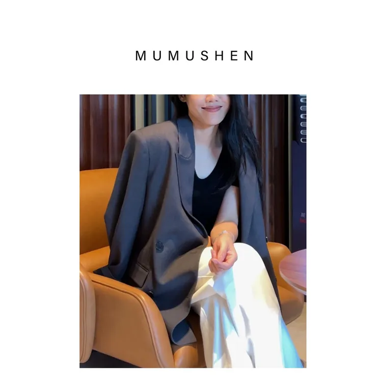 MUMUSHEN 秋冬极简双排扣西装外套
