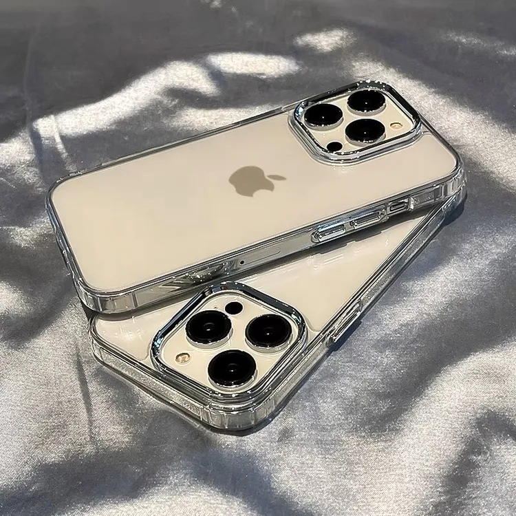 ins简约透明金属框适用iPhone16pro手机壳苹果15华为vivo小米oppo