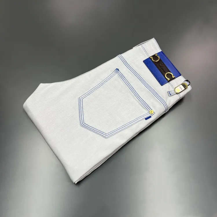 夏季新款【蓝色三本针幻影灰】男士弹力修身牛子裤轻奢时尚潮流百搭