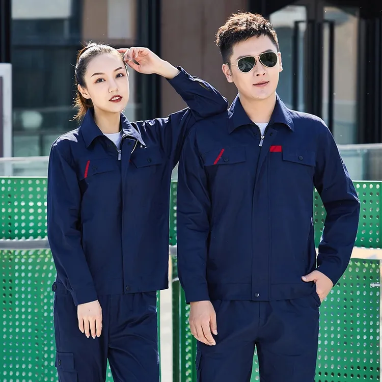 春秋纯棉工作服套装男女耐磨透气吸汗工厂车间厂服上衣定制劳保服