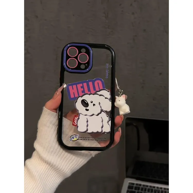 hello创意小狗适用苹果16pro手机壳iPhone15奶油华为p80女荣耀300