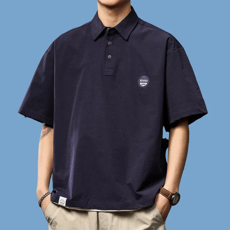 驭瑛男士polo衫夏季新款日系翻领冰丝短袖t恤山系户外休闲上衣服