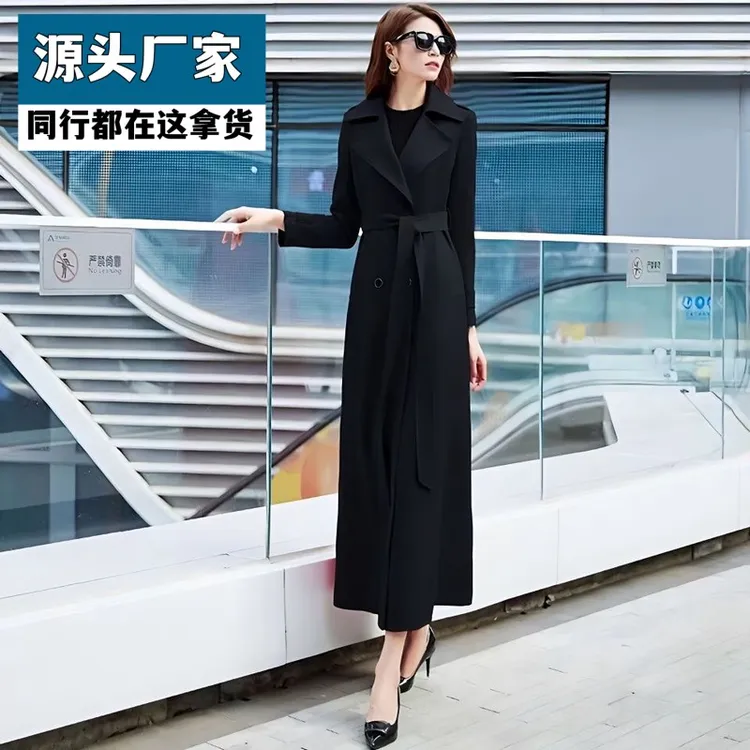 梵乐芬长款风衣女2025春秋新款时尚潮显瘦修身女外套长款过膝高端
