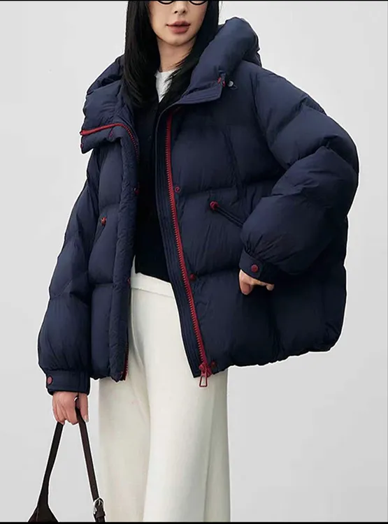 【专柜版】Omrs2025秋冬新款纯色加厚羽绒棉服宽松保暖时尚拉链外套