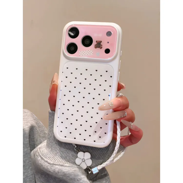 爱心小熊适用苹果17pm手机壳16pro柔彩秒变壳15/14/13大视窗ins风