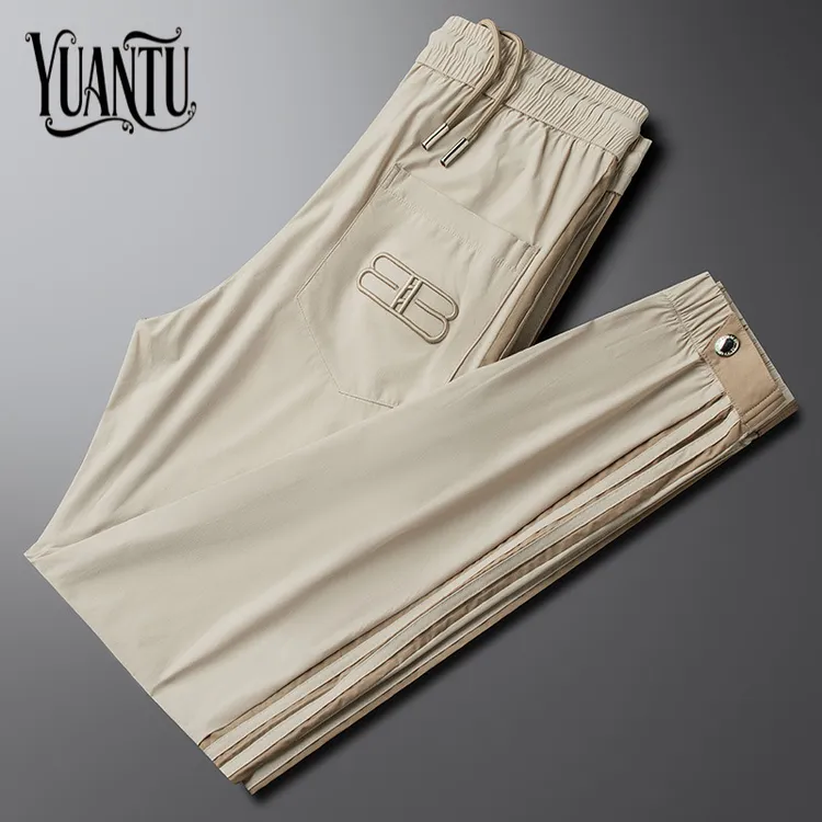 夏季设计感休闲裤简约男士轻奢弹力速干裤宽松薄款透气高档潮流