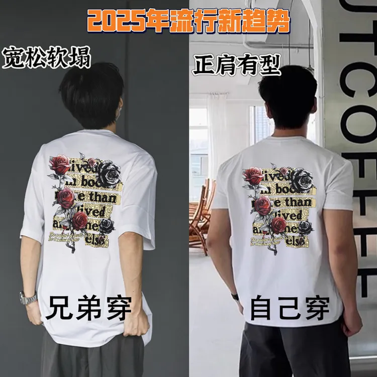 雷顿卡斯修身短袖圆领上衣服美式高街痞帅健身休闲T恤显肌肉打底