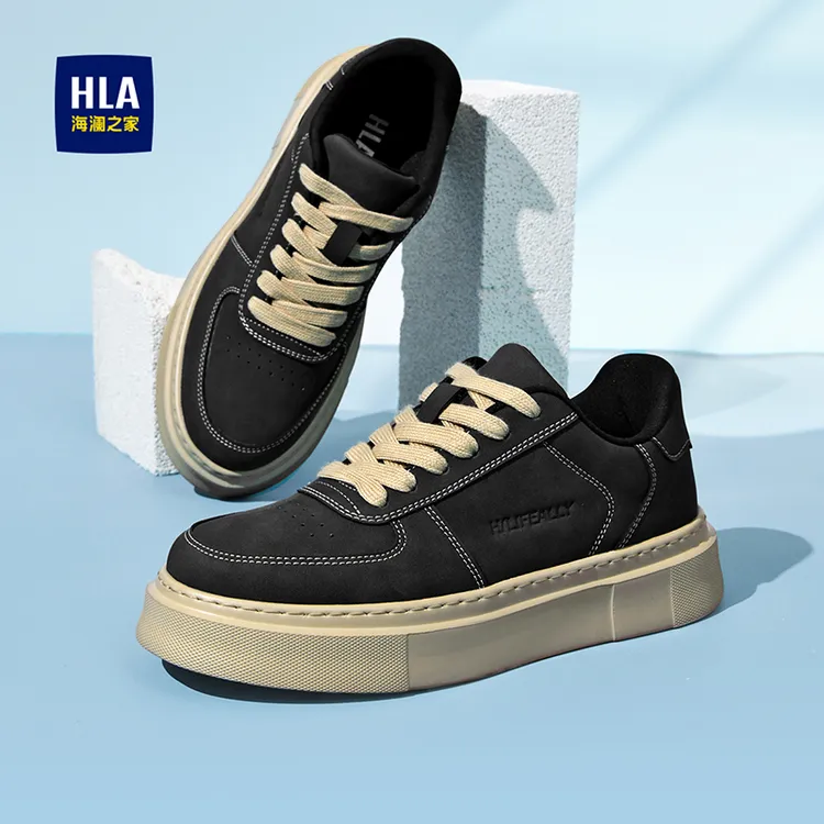 HLA/海澜之家男鞋新款夏季复古厚底增高耐磨休闲鞋舒适百搭板鞋子