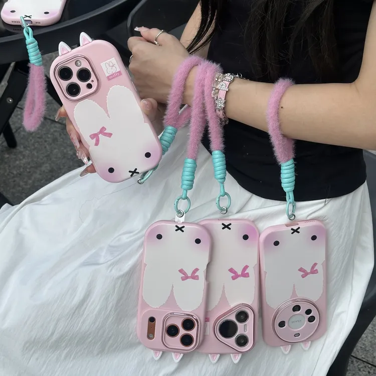 欧克里里米菲兔耳朵挂绳适用苹果17/16手机壳华为vivo小米15oppo