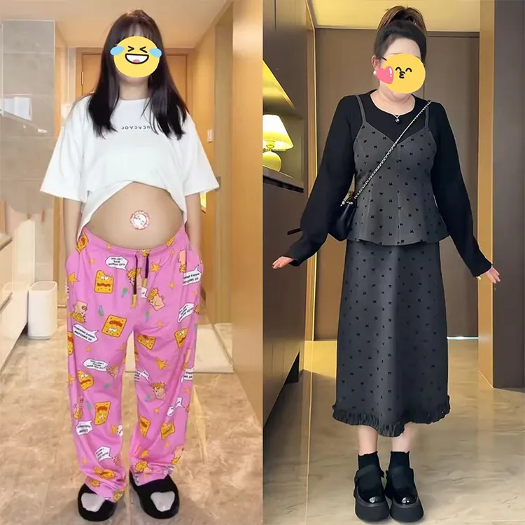 大码法式波点套装女秋冬胖mm显瘦叠穿打底衫吊带半身裙淑女三件套