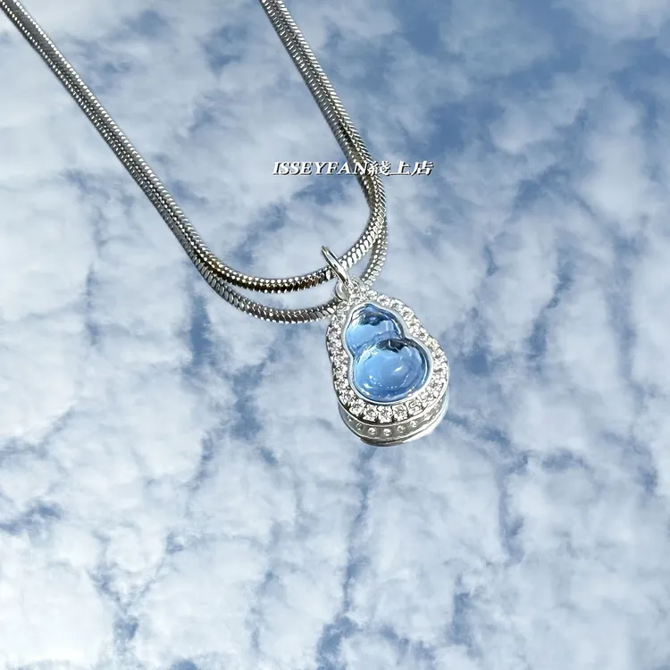 钛钢项链 轻奢“冰清福禄”葫芦气质时尚百搭小众高级精美蓝色项链