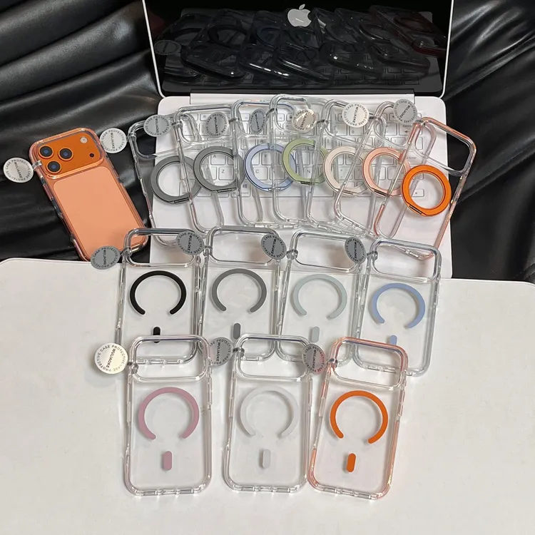 大孔磁吸支架高透防撞条镂空ai按键适用苹果iPhone17promax手机壳