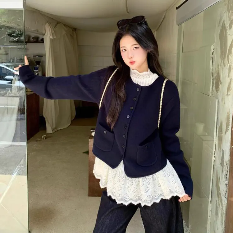 小香风针织衫秋冬季新款2025超百搭圆领长袖显瘦开衫百搭韩系外套