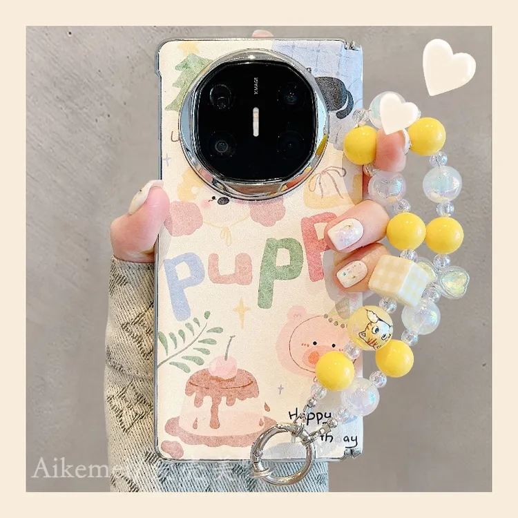 适用华为mateX6折叠屏手机壳matex5典藏版皮质卡通matex3布丁小猪