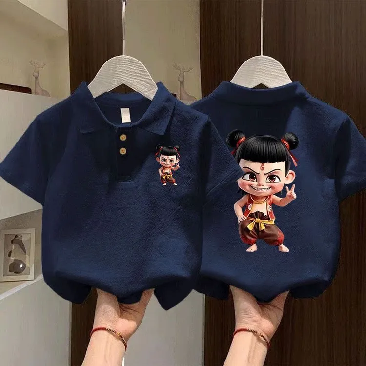 童装男女童纯棉T恤POLO衫2025夏季新款卡通帅气合集哪吒印花上衣
