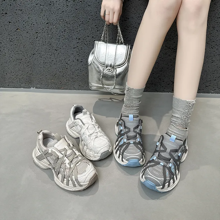 欧洲站老爹鞋女ins潮2025春新款做旧擦色厚底增高运动时尚休闲鞋