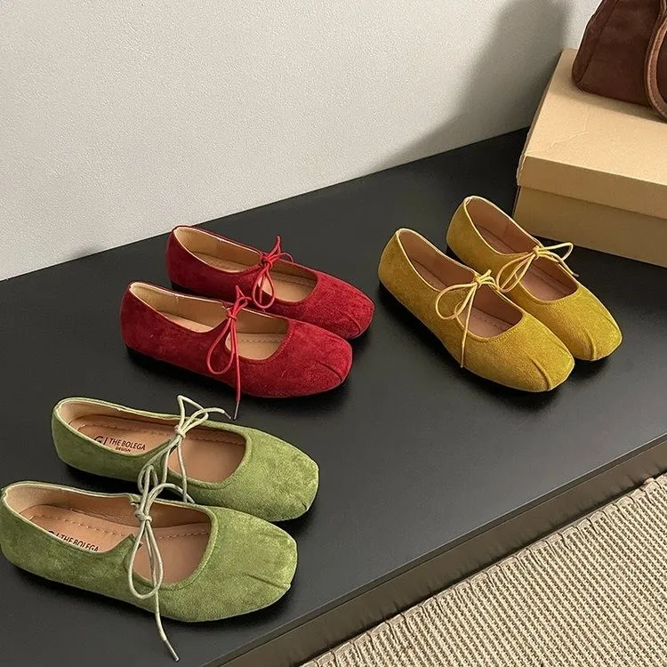鞋子浅口软底温柔单鞋秋季平底女鞋玛丽珍鞋韩版方头系带豆豆鞋