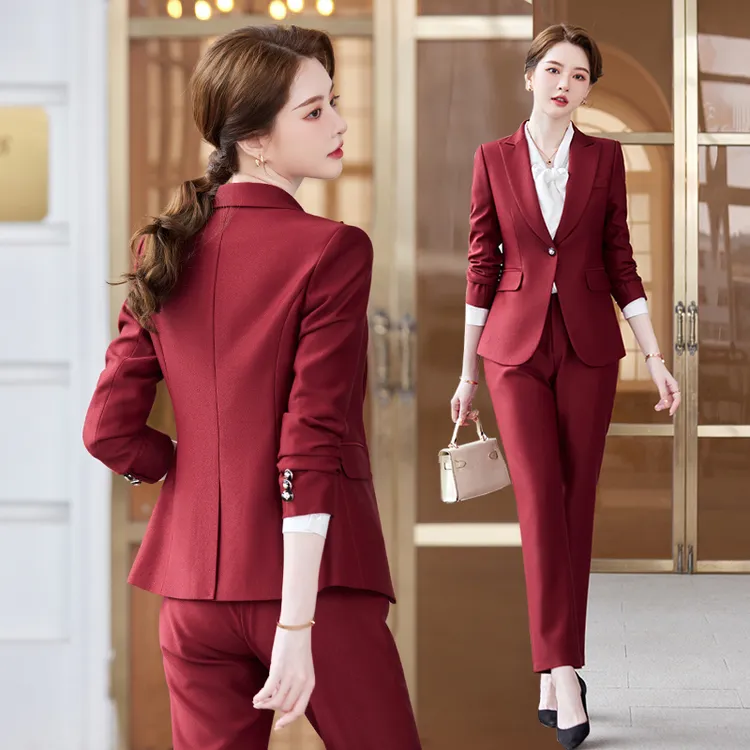 红色西装外套女2025新款高端职业装气质女神范正装时尚小西服套装