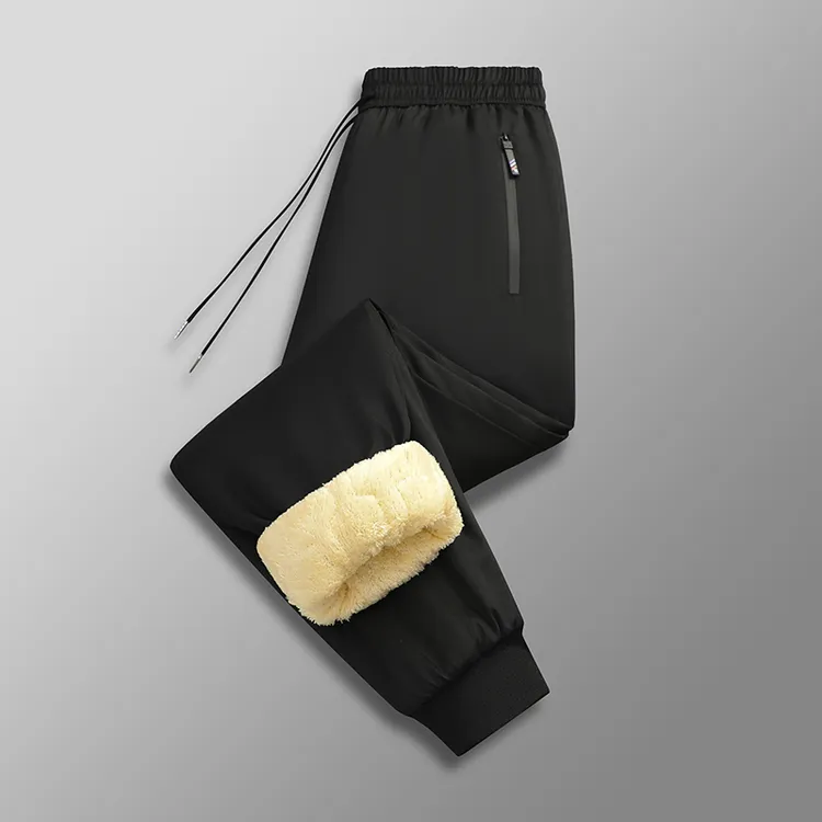 新款加绒加厚羊羔绒休闲裤男秋冬防风防水宽松大码石运动保暖棉裤